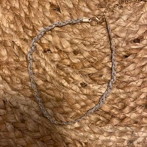 Blue stringed choker with gold beads